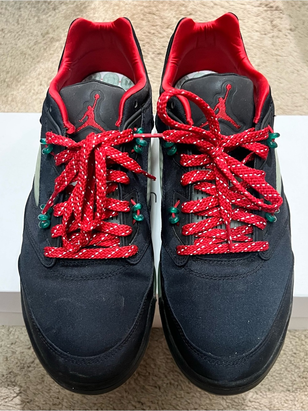 Jordan Black Sneakers with Red Laces and Red Lining Men’s 10.5